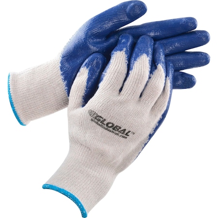 Global Industrial Coated Gloves, Polyester, Cotton, Rubber, Latex, Blue, XL 708355XL